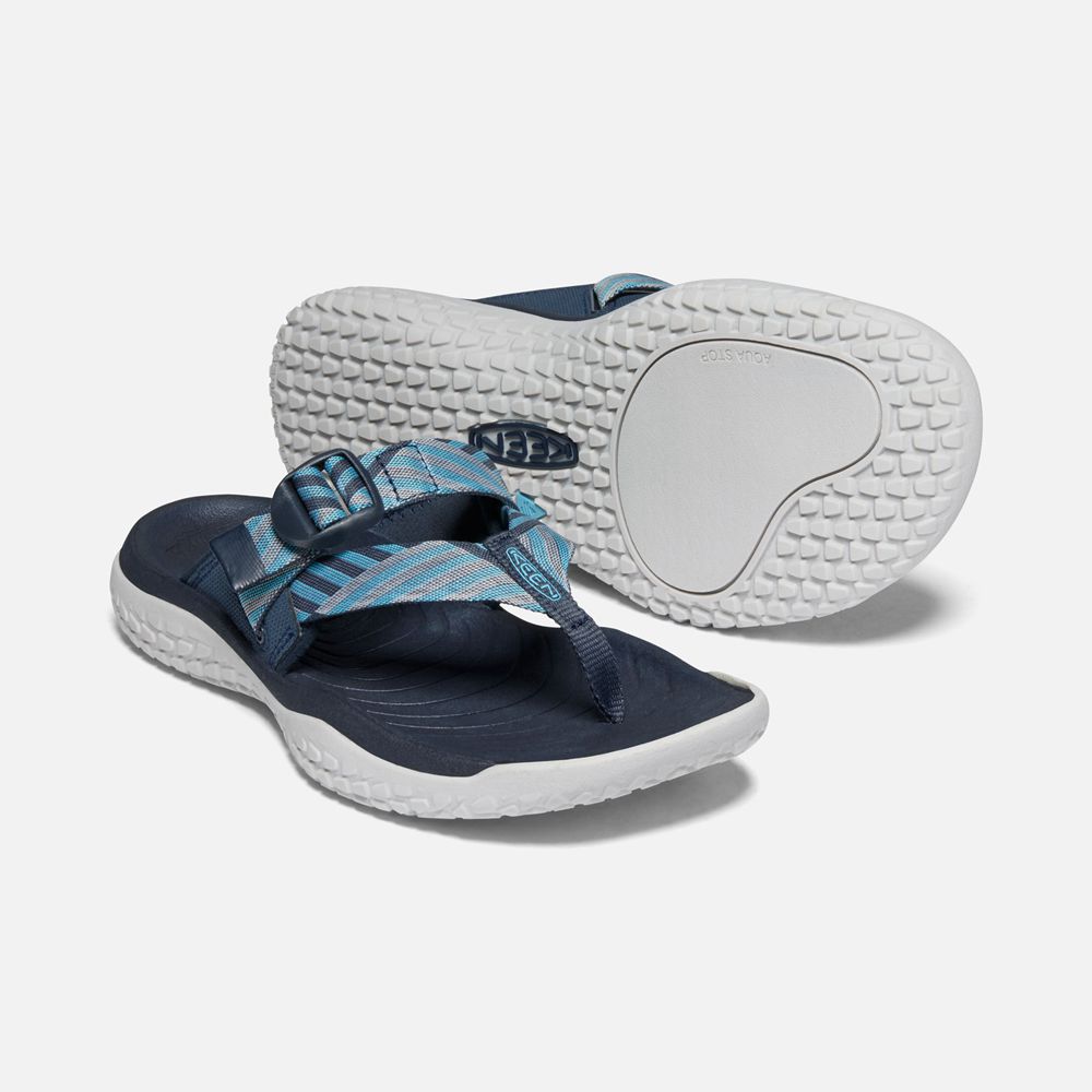 Keen Sandaal Dames Donker Blauw/Wit - Solr Toe Post Sandal - 24760-ZBLA